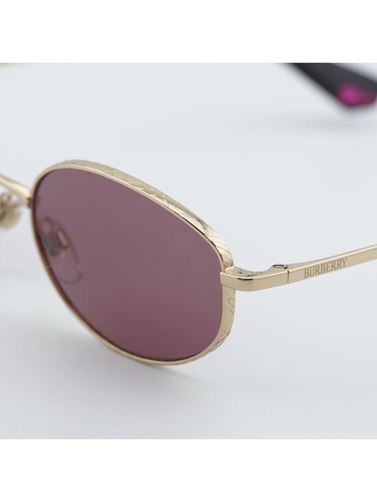 Burberry BE3169 11091A Sunglasses Gold Oval Frame, Violet Lenses main image 11